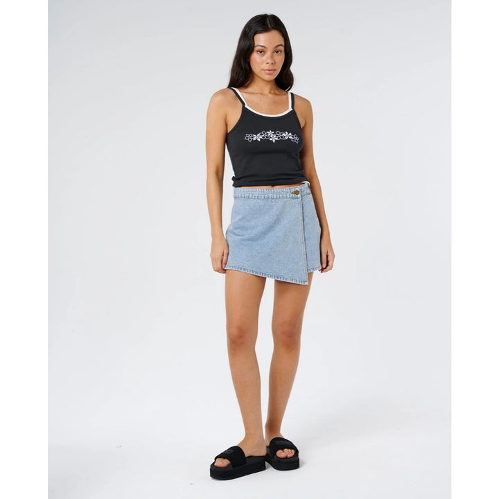 RIP CURL ELLIE DENIM SKORT VINTAGE BLUE