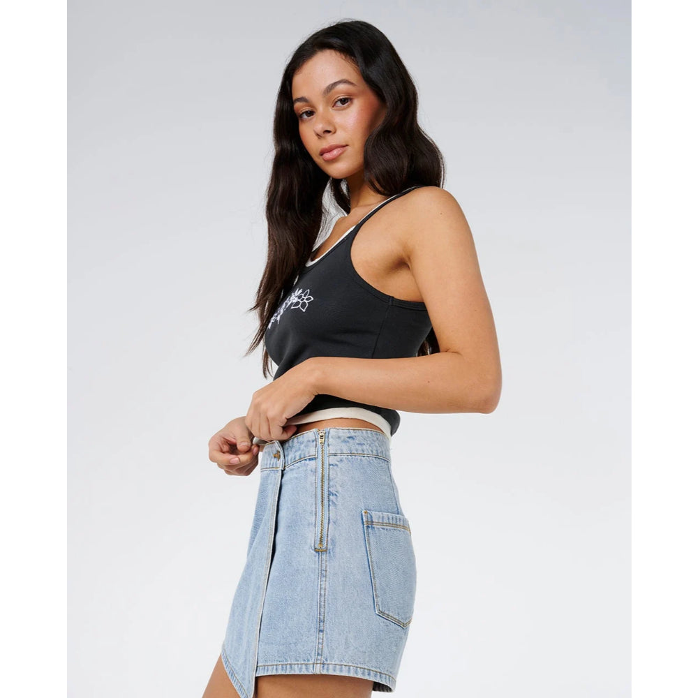 RIP CURL ELLIE DENIM SKORT VINTAGE BLUE