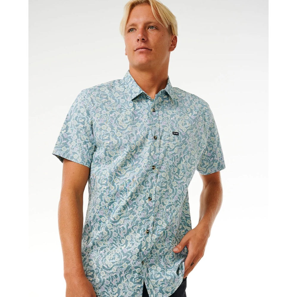 RIP CURL FLORAL REEF S/S SHIRT BLUESTONE