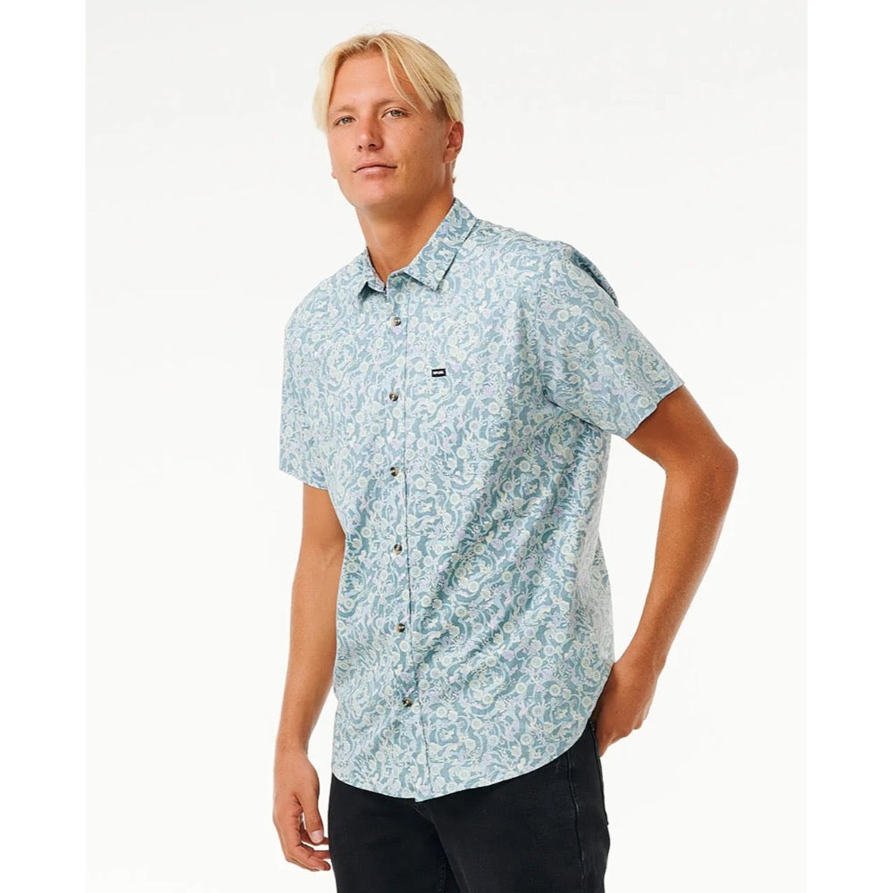 RIP CURL FLORAL REEF S/S SHIRT BLUESTONE