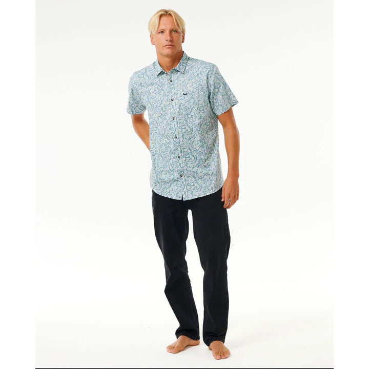 RIP CURL FLORAL REEF S/S SHIRT BLUESTONE