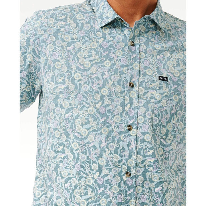 RIP CURL FLORAL REEF S/S SHIRT BLUESTONE