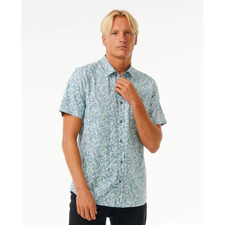 RIP CURL FLORAL REEF S/S SHIRT BLUESTONE