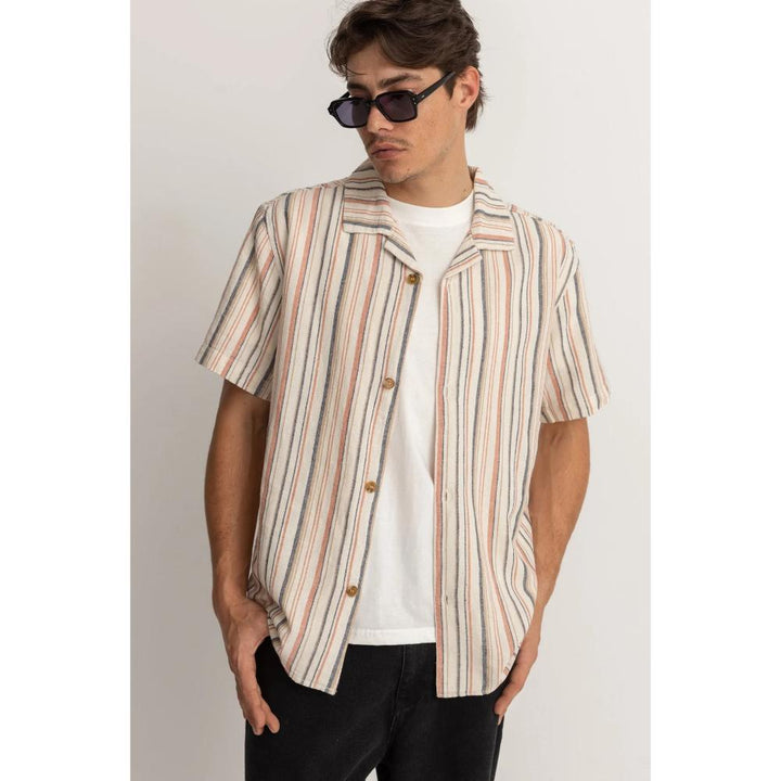 RHYTHM VACATION STRIPE S/S SHIRT NATURAL