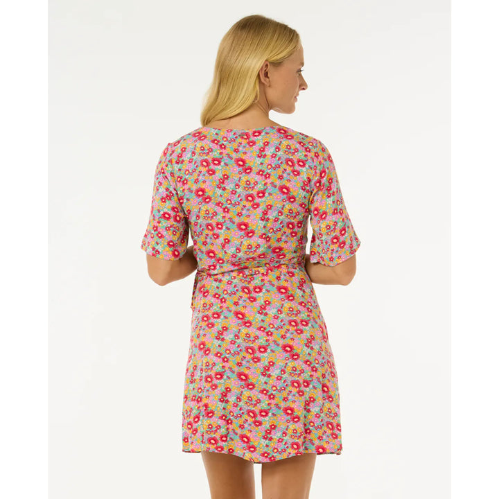RIP CURL LAS DALIAS DITSY WRAP DRESS BLUE