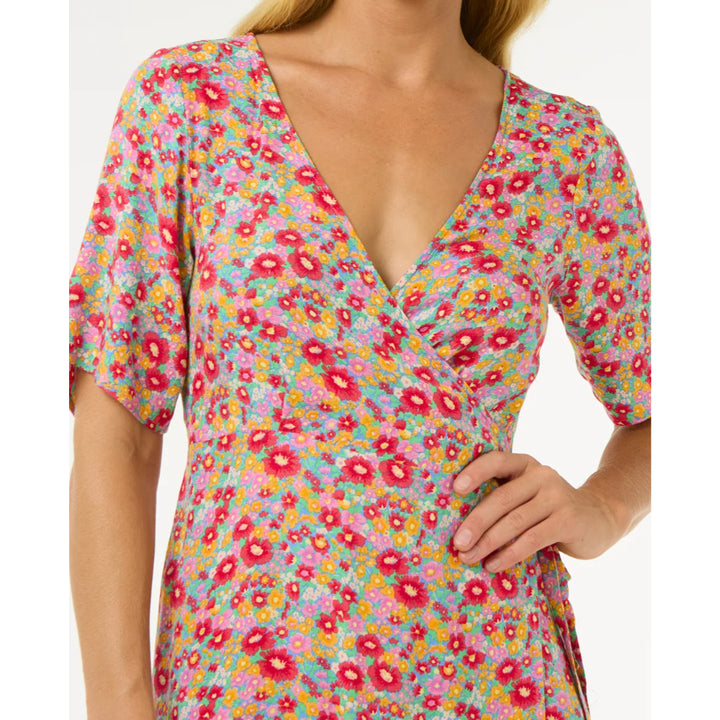 RIP CURL LAS DALIAS DITSY WRAP DRESS BLUE