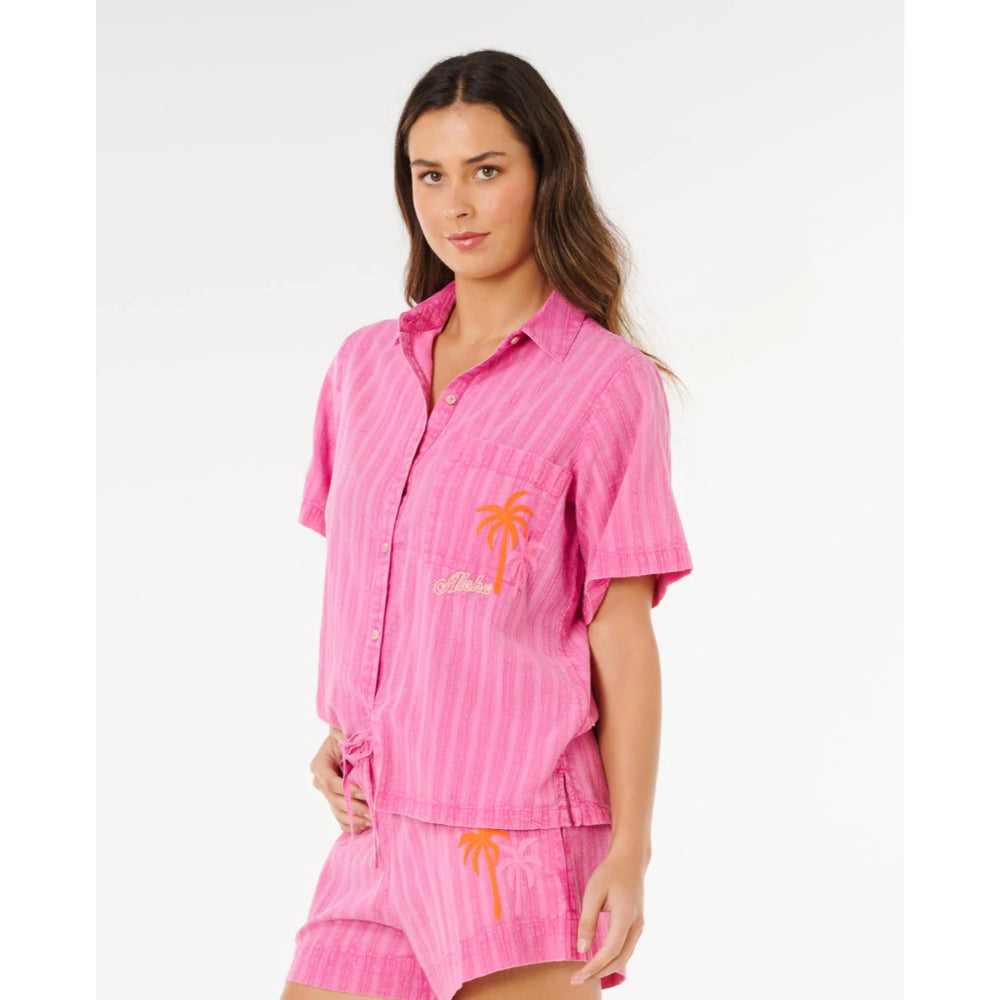 RIP CURL HOTEL MALIBU EMBROID SHIRT SUPER PINK