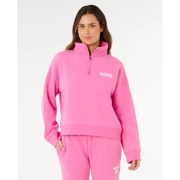 RIP CURL SURF PUFF 1/4 ZIP SUPER PINK