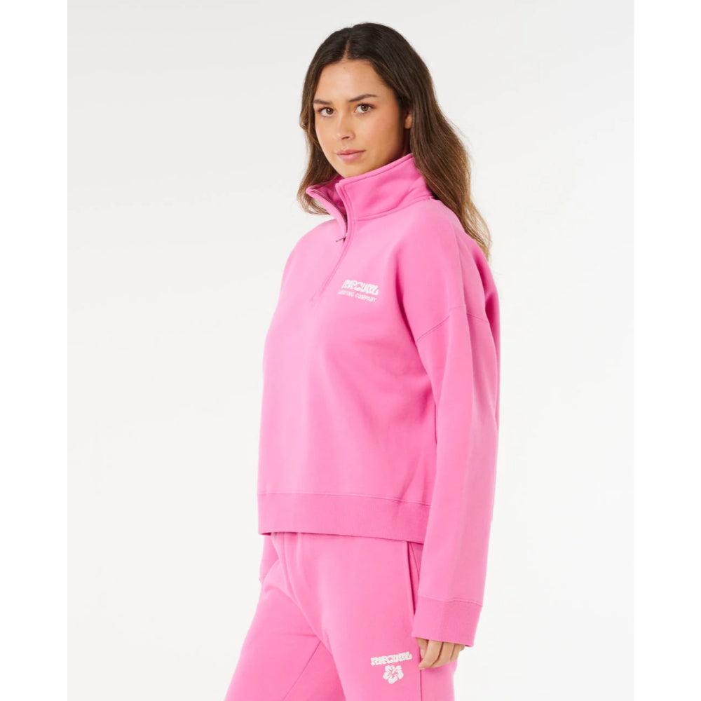 RIP CURL SURF PUFF 1/4 ZIP SUPER PINK