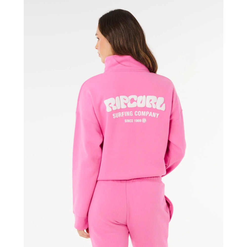 RIP CURL SURF PUFF 1/4 ZIP SUPER PINK