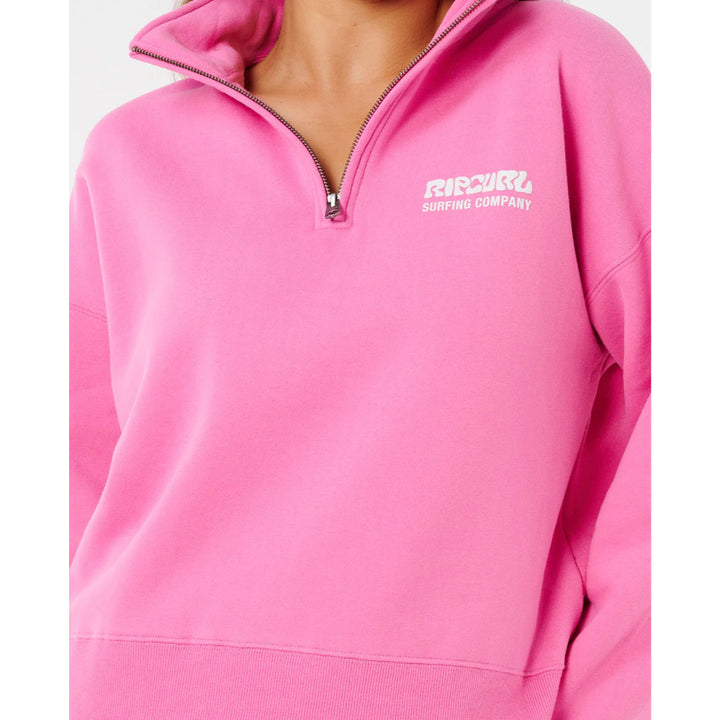 RIP CURL SURF PUFF 1/4 ZIP SUPER PINK