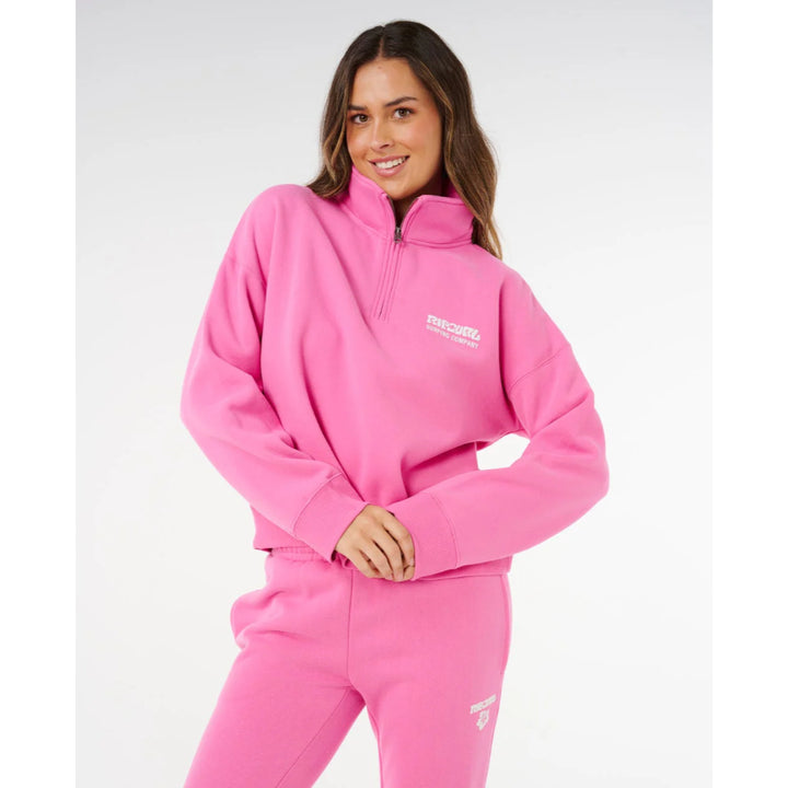 RIP CURL SURF PUFF 1/4 ZIP SUPER PINK