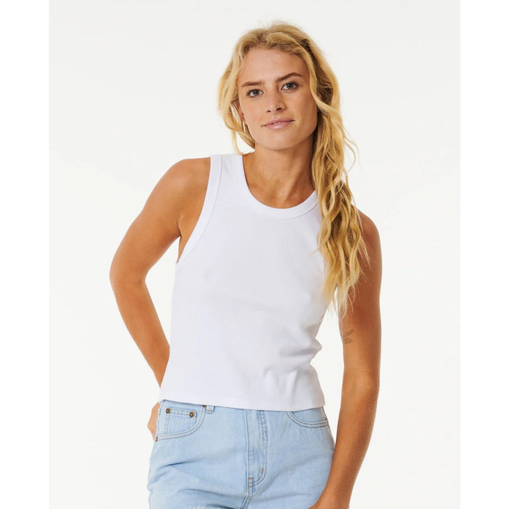 RIP CURL CLASSIC RIBBED TANK TOP OPTICAL WHITE