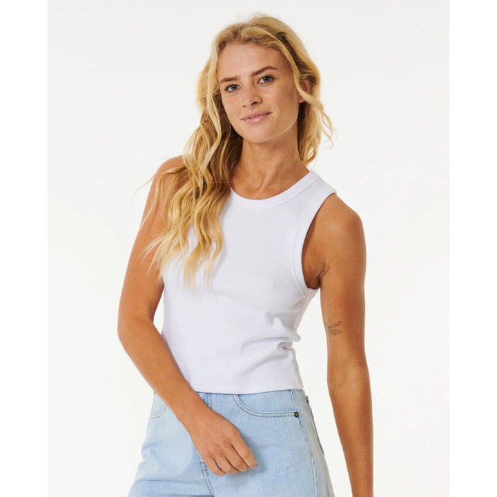 RIP CURL CLASSIC RIBBED TANK TOP OPTICAL WHITE