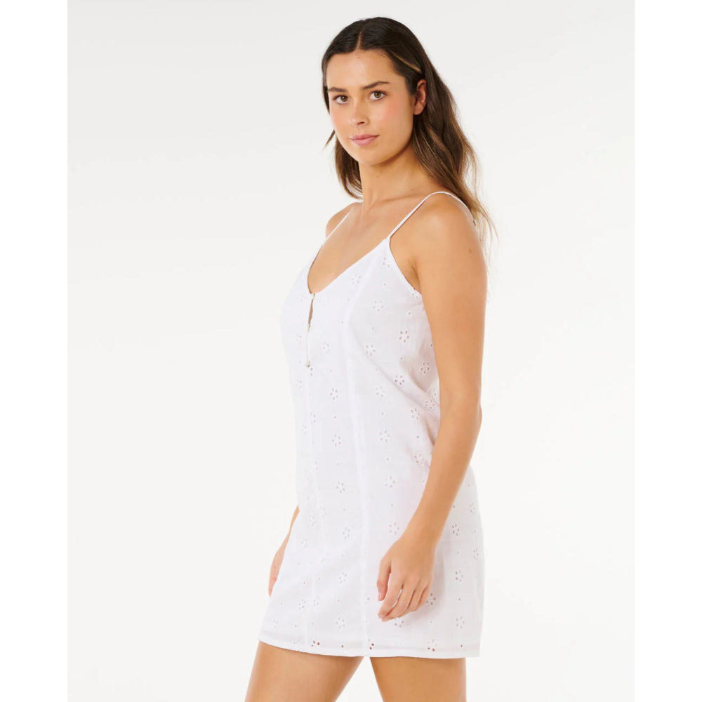 RIP CURL OASIS BRODERIE SLIP DRESS WHITE