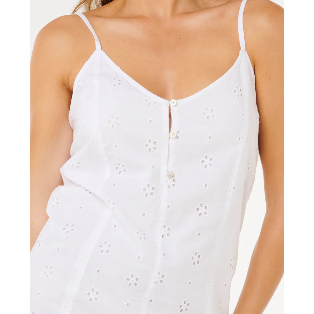 RIP CURL OASIS BRODERIE SLIP DRESS WHITE