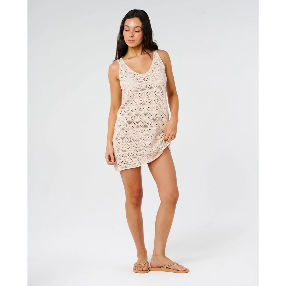 RIP CURL HALF MOON BAY CROCHET DRESS SAND