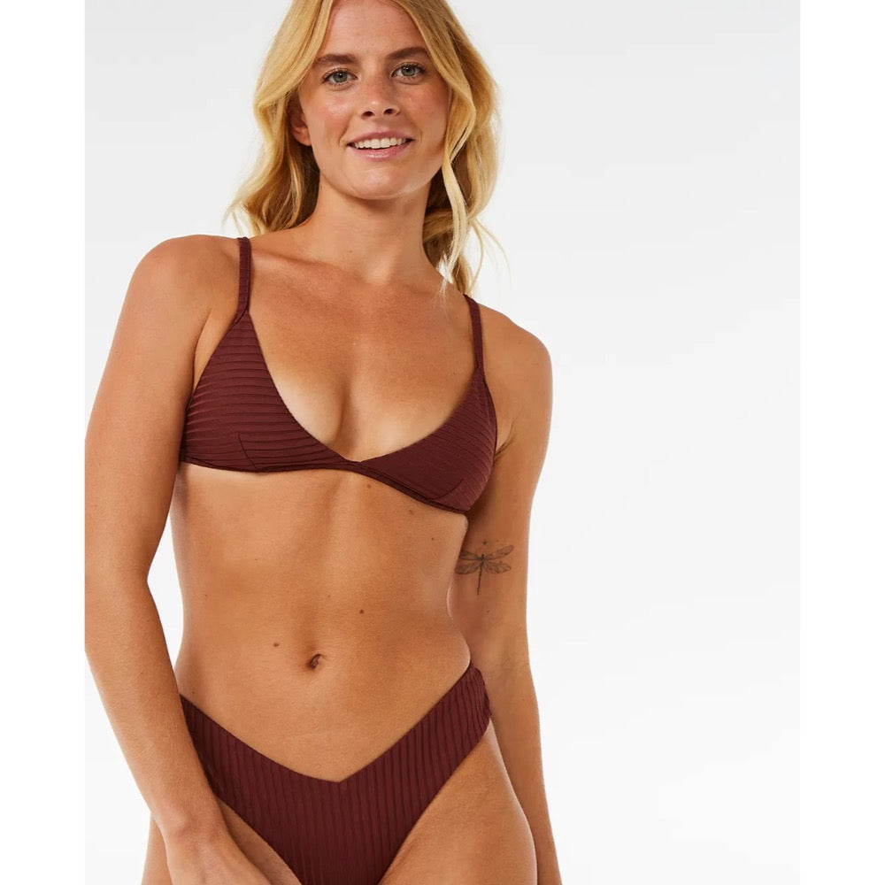 RIP CURL PREMIUM SURF FIXED TRIANGLE TOP PLUM