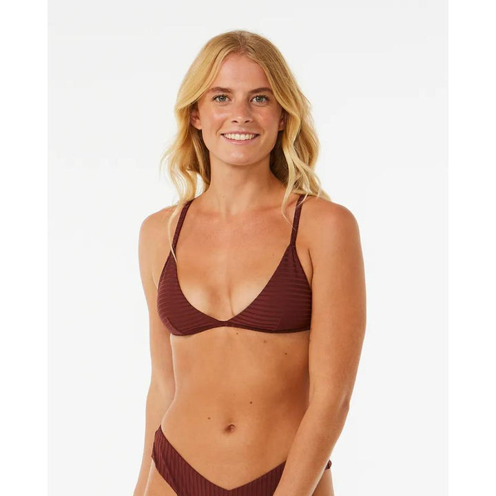 RIP CURL PREMIUM SURF FIXED TRIANGLE TOP PLUM