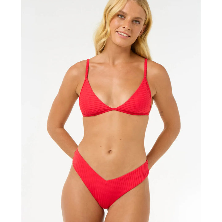 RIP CURL PREMIUM SURF FIXED TRIANGLE TOP HIBISCUS RED