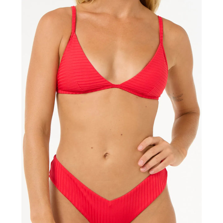 RIP CURL PREMIUM SURF FIXED TRIANGLE TOP HIBISCUS RED