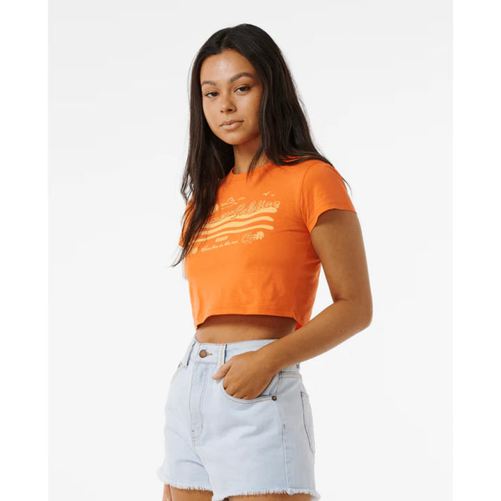 RIP CURL SUMMER SOLSTICE BABY TEE BRIGHT ORANGE