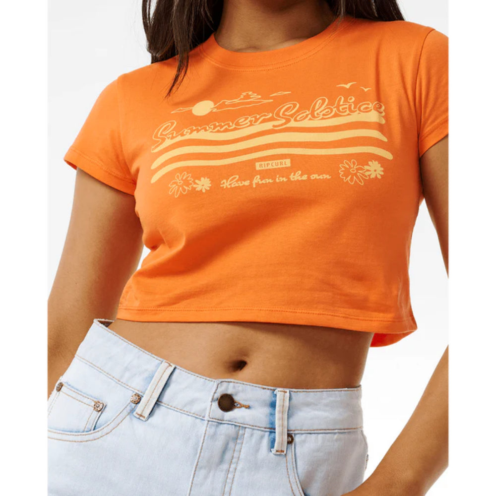 RIP CURL SUMMER SOLSTICE BABY TEE BRIGHT ORANGE
