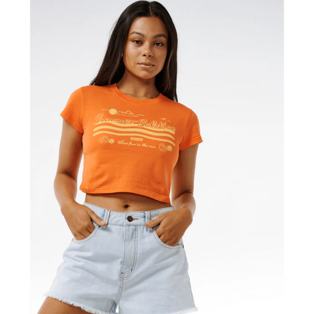RIP CURL SUMMER SOLSTICE BABY TEE BRIGHT ORANGE