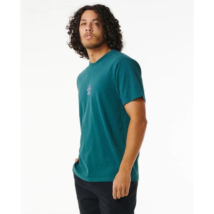 RIP CURL SEARCHERS EMBROIDERY TEE BLUE GREEN