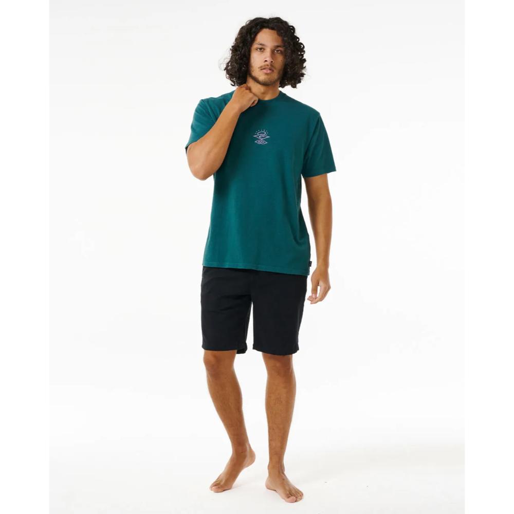 RIP CURL SEARCHERS EMBROIDERY TEE BLUE GREEN