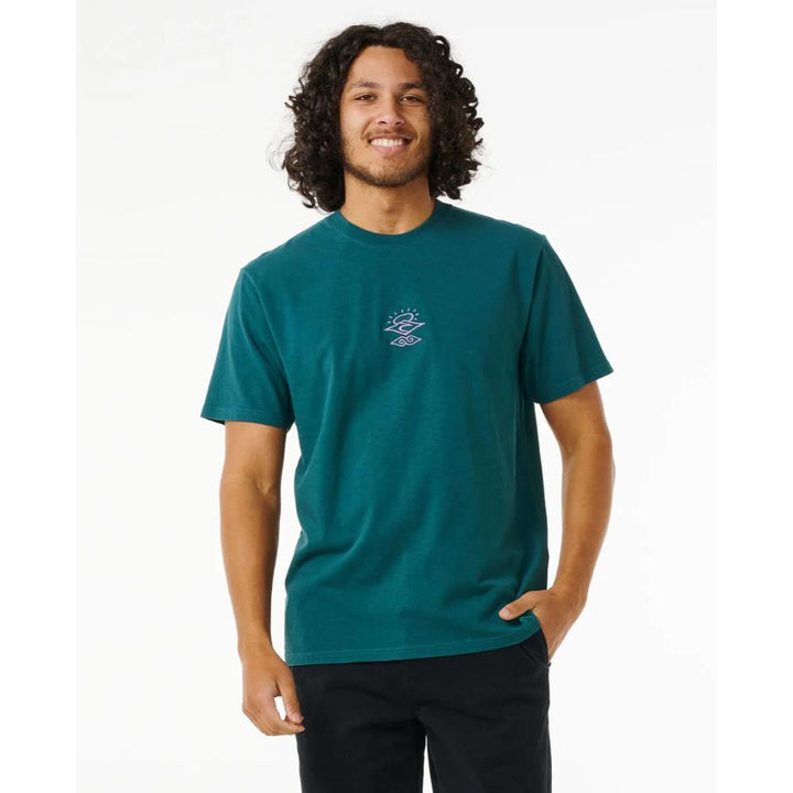 RIP CURL SEARCHERS EMBROIDERY TEE BLUE GREEN