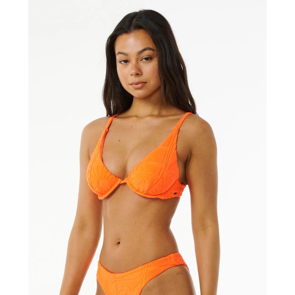 RIP CURL SANTORINI TERRY BALCONETTE TOP BRIGHT ORANGE