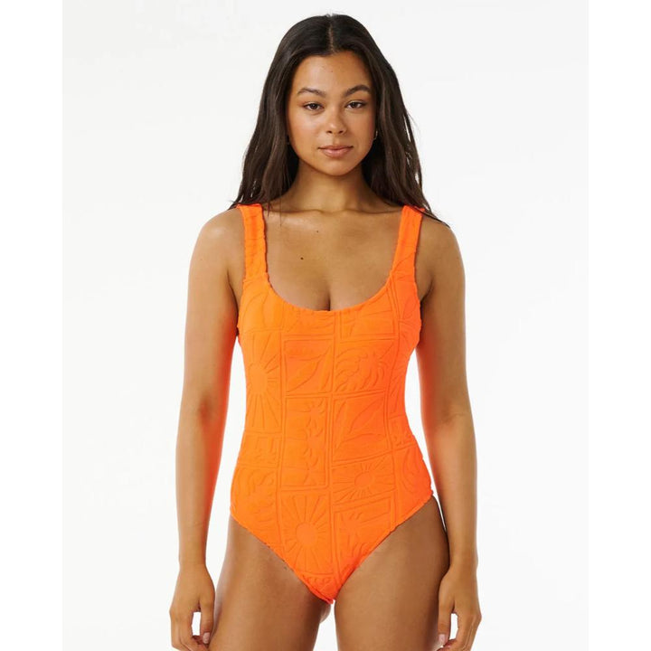 RIP CURL SANTORINI TERRY ONE PIECE BRIGHT ORANGE