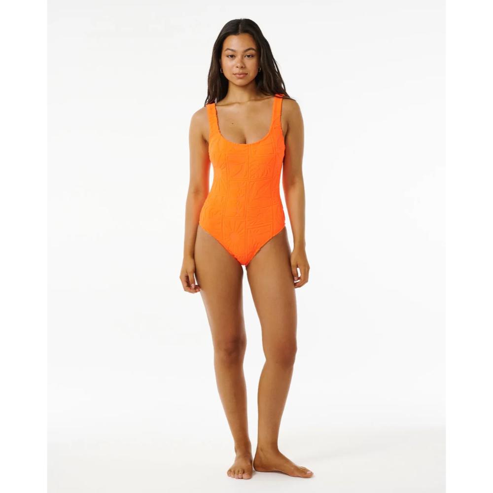 RIP CURL SANTORINI TERRY ONE PIECE BRIGHT ORANGE