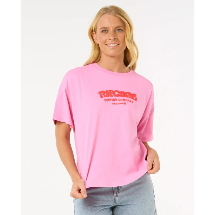 RIP CURL SURF PUFF RELAXED TEE PINK