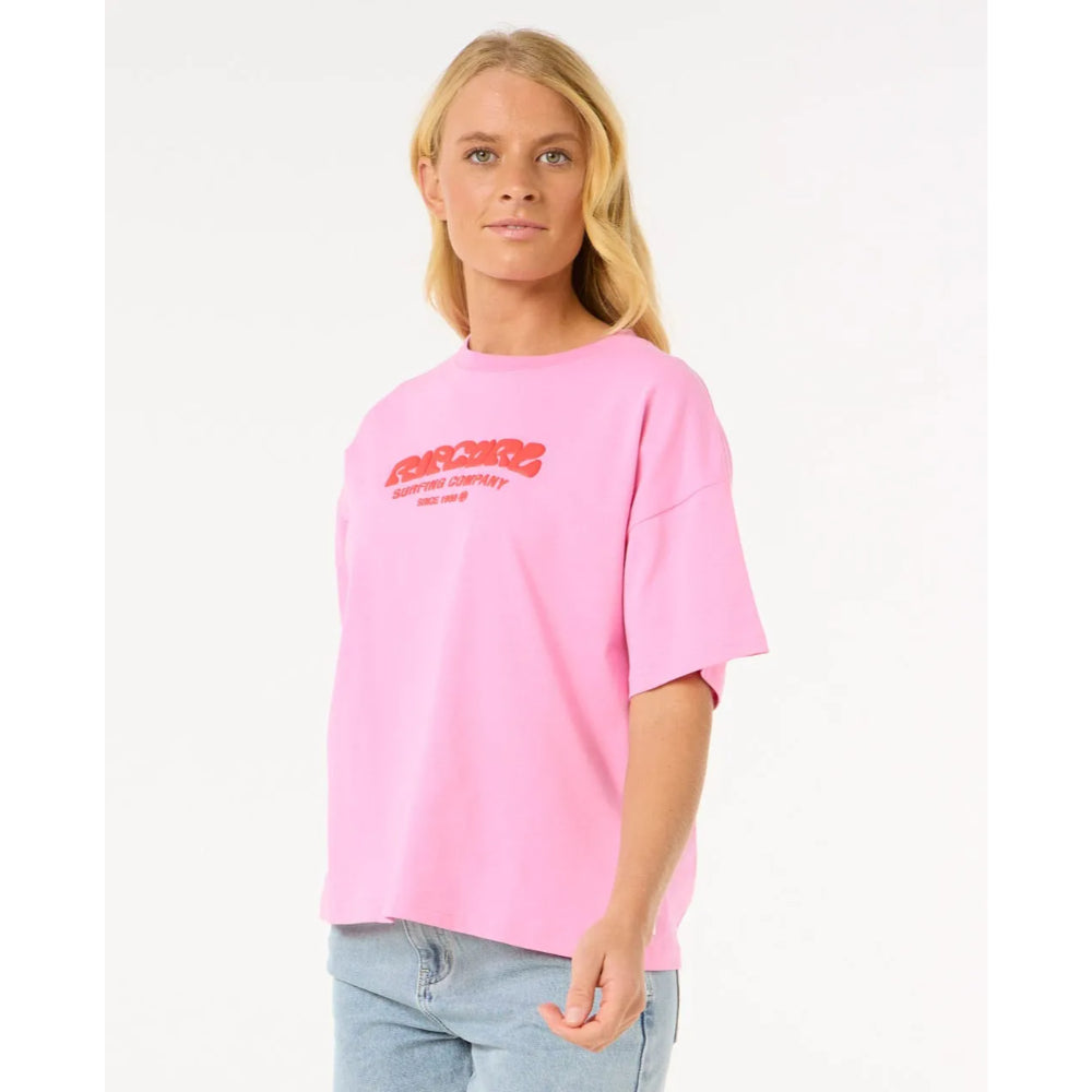 RIP CURL SURF PUFF RELAXED TEE PINK