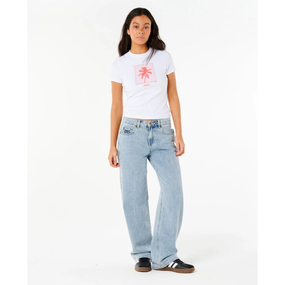 RIP CURL NEON PALM FITTED TEE WHITE