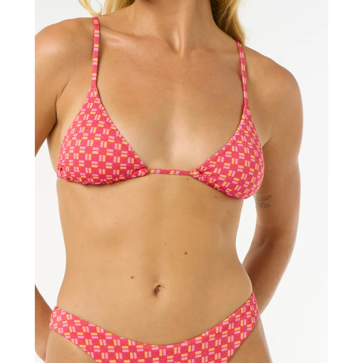 RIP CURL SHELL COVE HIGH LEG CHEEKY BOTTOM RED