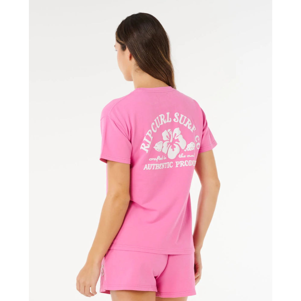 RIP CURL SURF PUFF PARTY PACK RELAXED TEE SUPER PINK