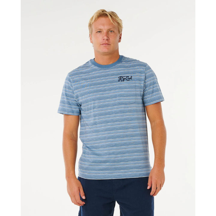 RIP CURL PACIFIC RINSE STRIPE RELAXED TEE FADED DENIM
