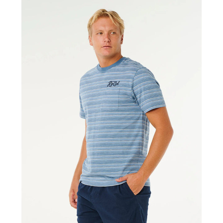 RIP CURL PACIFIC RINSE STRIPE RELAXED TEE FADED DENIM