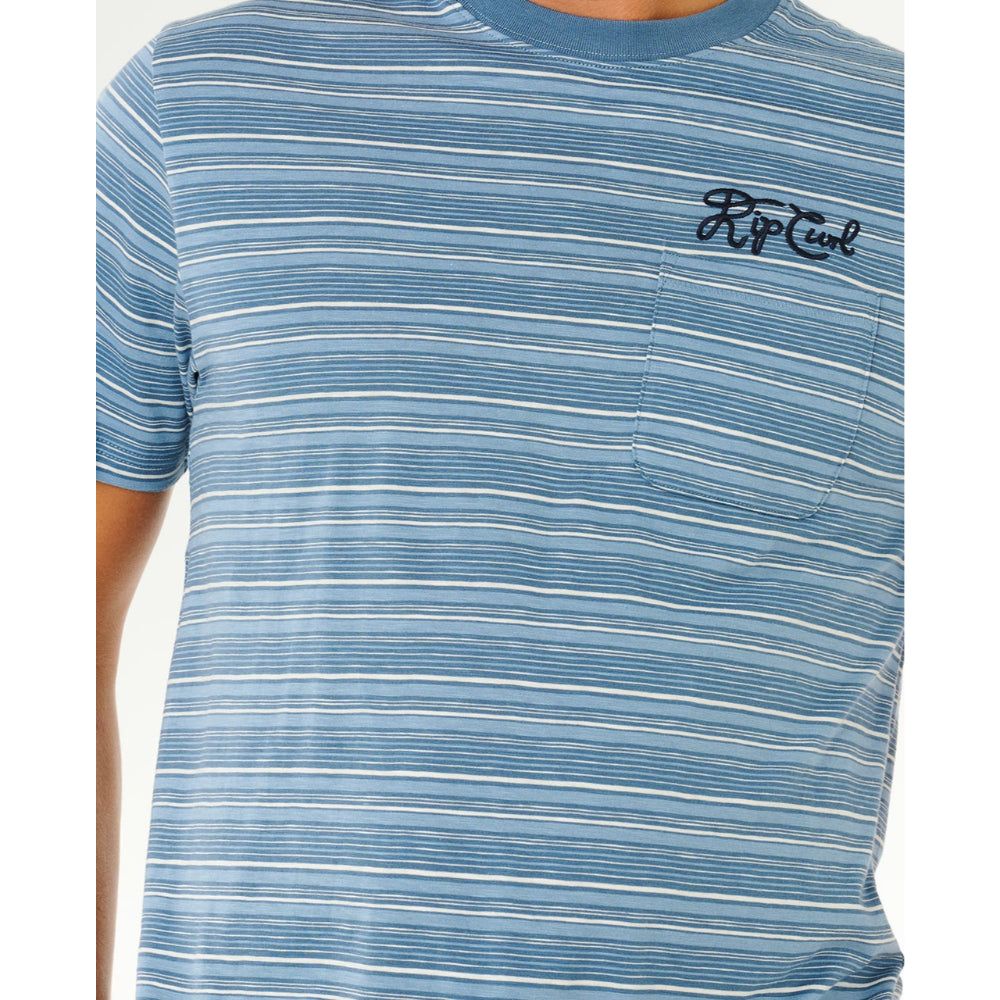 RIP CURL PACIFIC RINSE STRIPE RELAXED TEE FADED DENIM