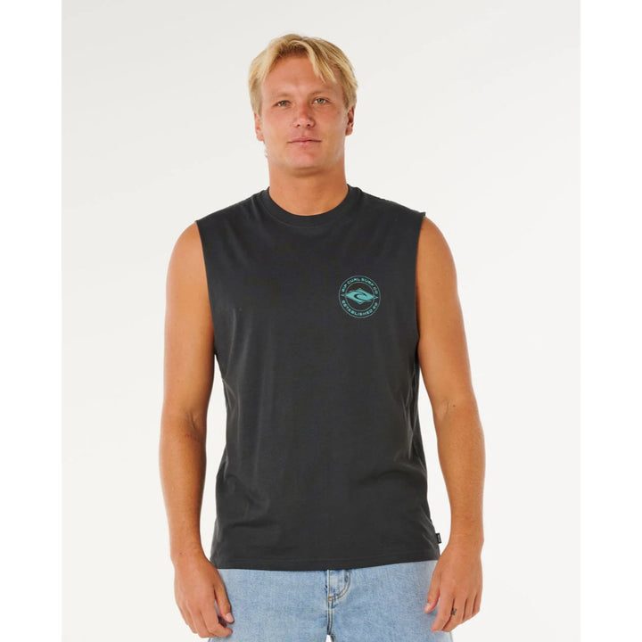 RIP CURL STAPLE MUSCLE TEE WASHED BLACK