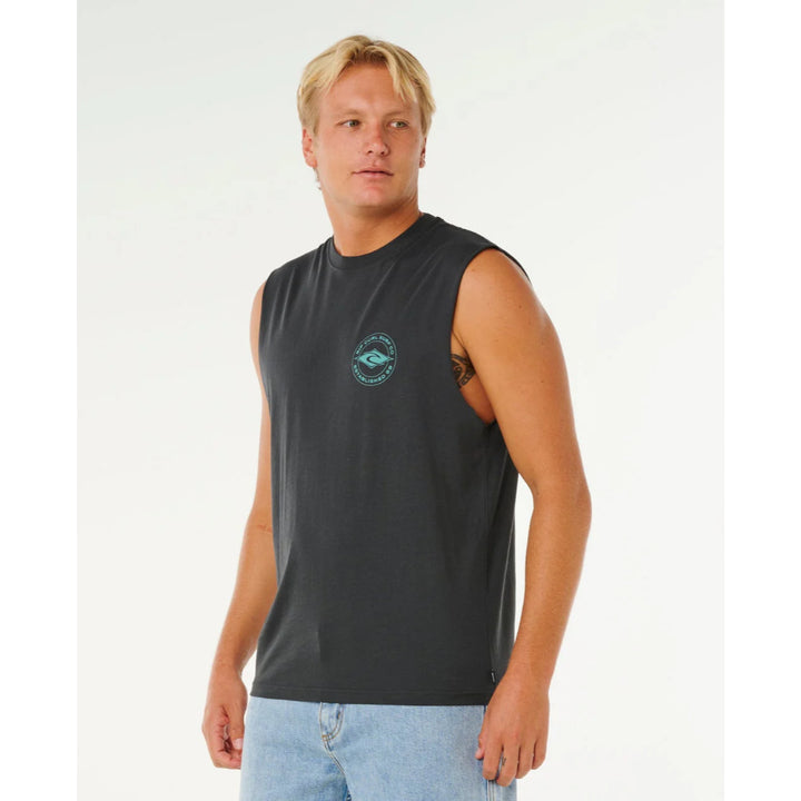 RIP CURL STAPLE MUSCLE TEE WASHED BLACK