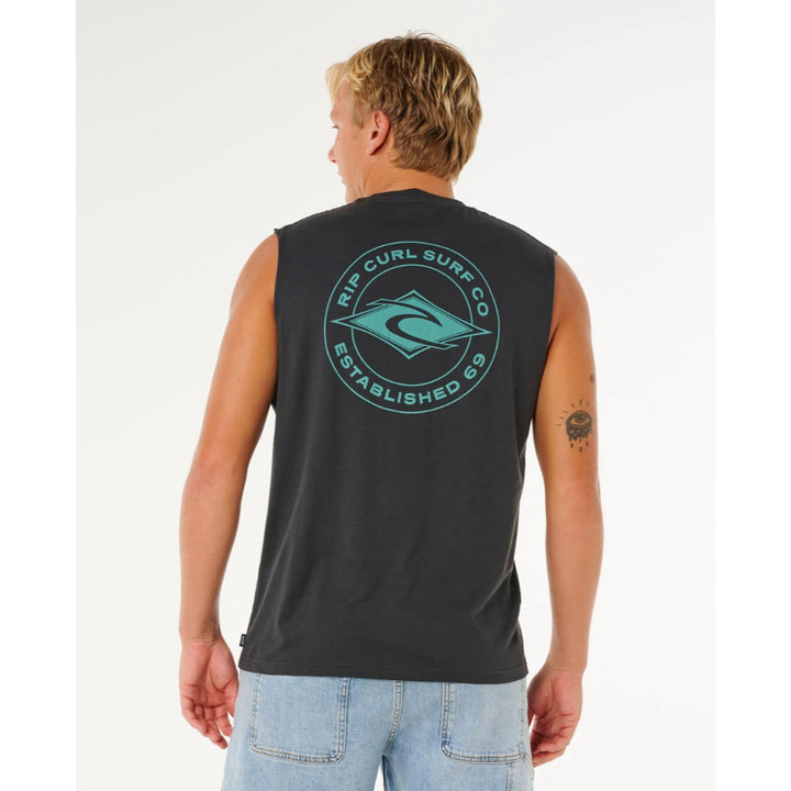 RIP CURL STAPLE MUSCLE TEE WASHED BLACK