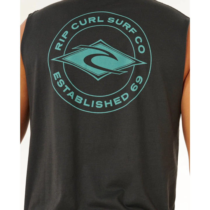 RIP CURL STAPLE MUSCLE TEE WASHED BLACK