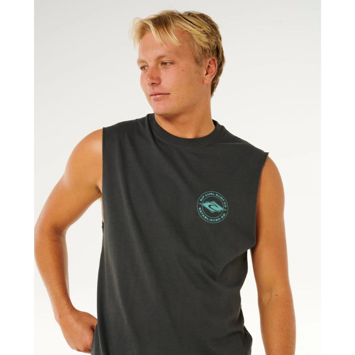 RIP CURL STAPLE MUSCLE TEE WASHED BLACK