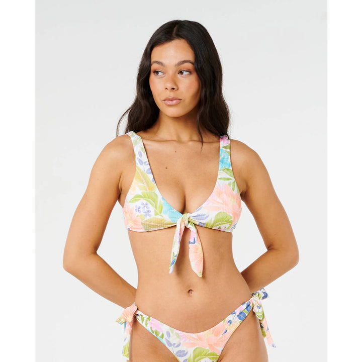 RIP CURL CATALINA ISLAND TIE FRONT CROP TOP MULTICO