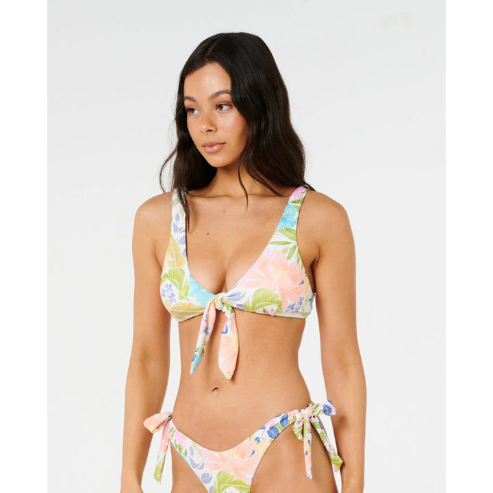 RIP CURL CATALINA ISLAND TIE FRONT CROP TOP MULTICO
