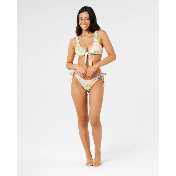 RIP CURL CATALINA ISLAND TIE FRONT CROP TOP MULTICO